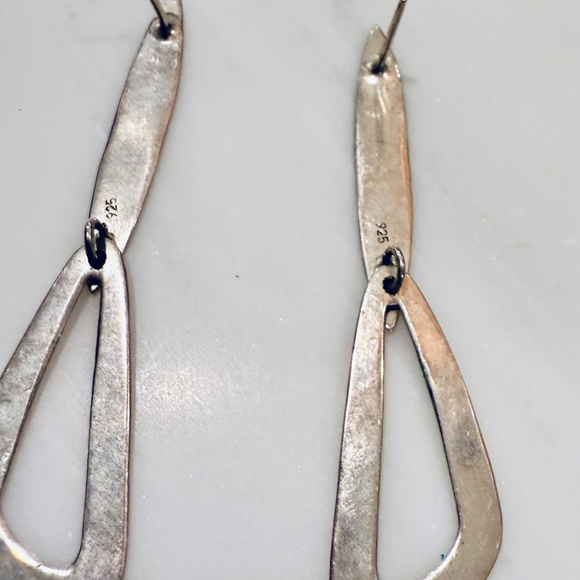 Sterling Silver Geometric Pierced Earrings - Picture 5 of 5